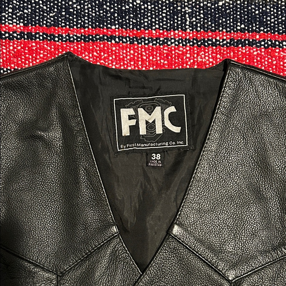 FMC Men's Black Leather Vest - Picture 2 of 6